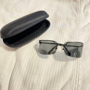 Polaroid Gray Rectangular Sunglasses with Case